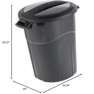 AYOYZ 20 Gallon Heavy Duty Plastic Garbage Can, Included Lid, Black