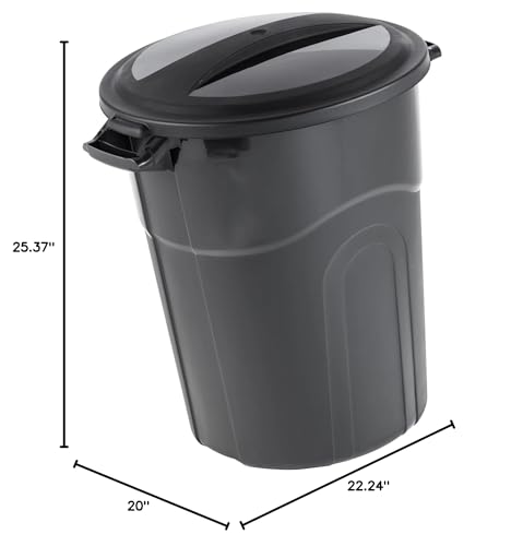 AYOYZ 20 Gallon Heavy Duty Plastic Garbage Can, Included Lid, Black