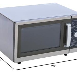 FSE Commercial Microwave with Dial Control, 1 Cubic Feet Interior, Stainless Steel, 1000 Watts, UL and NSF Approved