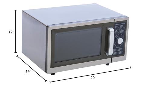 FSE Commercial Microwave with Dial Control, 1 Cubic Feet Interior, Stainless Steel, 1000 Watts, UL and NSF Approved