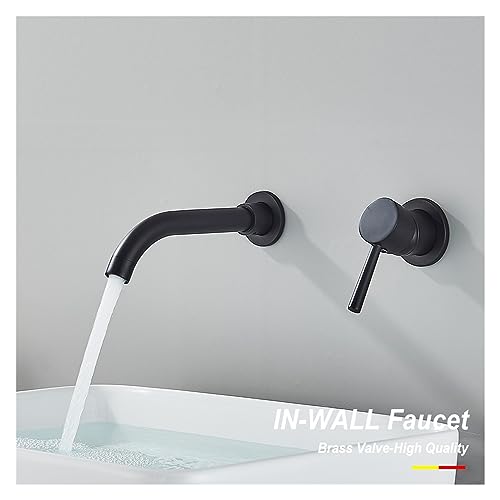 KXFXQTOT Black Bathroom Faucet Mixer Sink Tap Wash Basin Hot Cold Water Wall Mount Spout Bath with Modern Lever Handle (Color : Polished Gold-21cm)