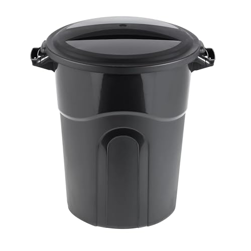 AYOYZ 20 Gallon Heavy Duty Plastic Garbage Can, Included Lid, Black