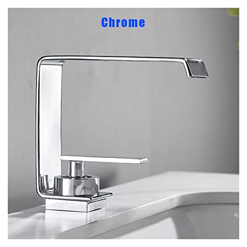 MUOBSBJRX Waterfall Bathroom Faucets Brass White Basin Taps Water Sink Faucet Creative Deck Mounted Mixer Tap for Bath Kitchen (Color : Chrome2)