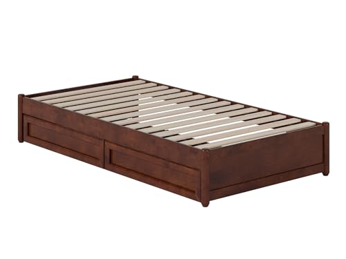 AFI, Barcelona Twin Panel Platform Bed with Storage Drawers, Walnut