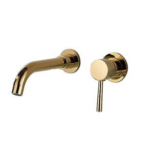 kxfxqtot black bathroom faucet mixer sink tap wash basin hot cold water wall mount spout bath with modern lever handle (color : polished gold-21cm)