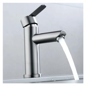 1 Pcs Kitchen Faucet Stainless Steel Hot and Cold Faucet Wash Basin Basin Faucet Bathroom Bathtub Accessories Set Sink Bathtub Faucet (Color : Silver)