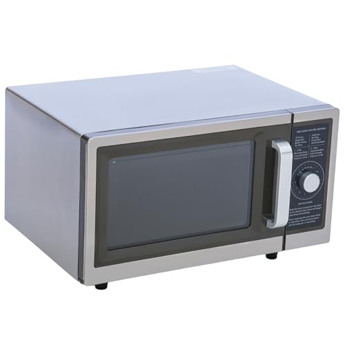 FSE Commercial Microwave with Dial Control, 1 Cubic Feet Interior, Stainless Steel, 1000 Watts, UL and NSF Approved