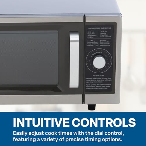 FSE Commercial Microwave with Dial Control, 1 Cubic Feet Interior, Stainless Steel, 1000 Watts, UL and NSF Approved