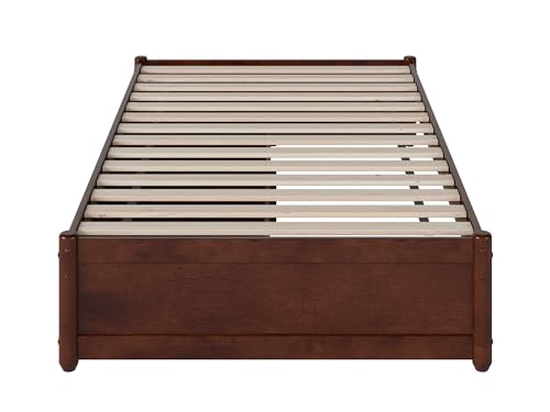 AFI, Barcelona Twin Panel Platform Bed with Storage Drawers, Walnut