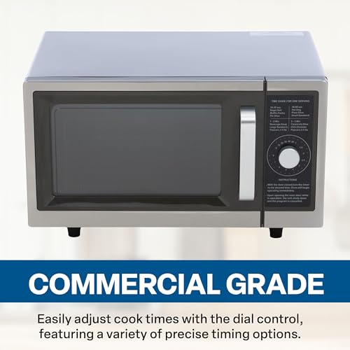 FSE Commercial Microwave with Dial Control, 1 Cubic Feet Interior, Stainless Steel, 1000 Watts, UL and NSF Approved