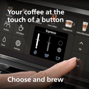 PHILIPS 4400 Series Fully Automatic Espresso Machine – 12 Hot & Iced Coffees, Quick-to-Clean LatteGo Milk System, SilentBrew, QuickStart, Ceramic Grinder, Black Chrome (EP4444/90)