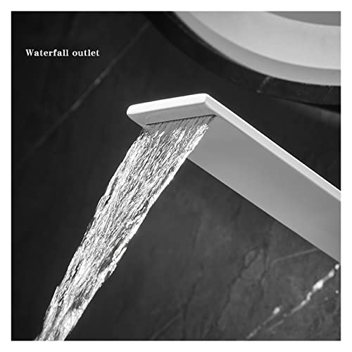 MUOBSBJRX Waterfall Bathroom Faucets Brass White Basin Taps Water Sink Faucet Creative Deck Mounted Mixer Tap for Bath Kitchen (Color : Chrome2)