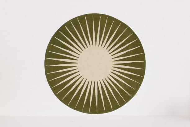 RugRestore Innovations Handmade Round Area Rug 100% New Zealand Wool Modern Circular Rug for Living Room Bedroom Dining Room Kitchen (Moss Green, 4 x 4 Round)