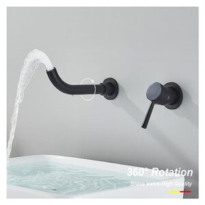 KXFXQTOT Black Bathroom Faucet Mixer Sink Tap Wash Basin Hot Cold Water Wall Mount Spout Bath with Modern Lever Handle (Color : Polished Gold-21cm)