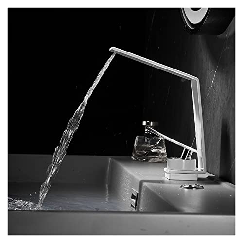 MUOBSBJRX Waterfall Bathroom Faucets Brass White Basin Taps Water Sink Faucet Creative Deck Mounted Mixer Tap for Bath Kitchen (Color : Chrome2)