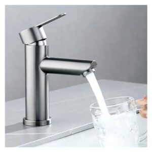 1 Pcs Kitchen Faucet Stainless Steel Hot and Cold Faucet Wash Basin Basin Faucet Bathroom Bathtub Accessories Set Sink Bathtub Faucet (Color : Silver)