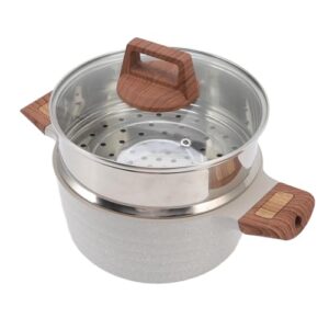 stock pot rapid heating prevent home aluminum alloy from sticking prevent sticking transparent lid (soup pot 20cm/7.9in and steam basket)