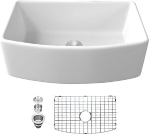 lordear 30 white farm sink 30 inch farmhouse sink white fireclay ceramic porcelain curved apron front single bowl farm kitchen sink basin