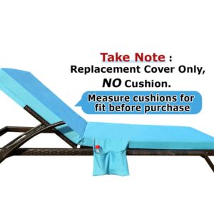 72 x 21 x 3 Inch Outdoor chaise lounge cushion Covers Only (Not Includes Cushion) Waterproof Outdoor Patio lounge chair cushion Slipcover，Anti-Slip Backing Design & Convenient Phone Pocket（Sky Blue）