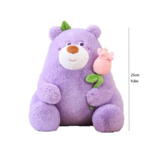 INVENOL Stuffed Animals & Plush Toys Cute Flower Bear Stuffed Animal Plush Toys Super Soft Bear Cuddle Throw Pillows 9.8in (Color : Purple)