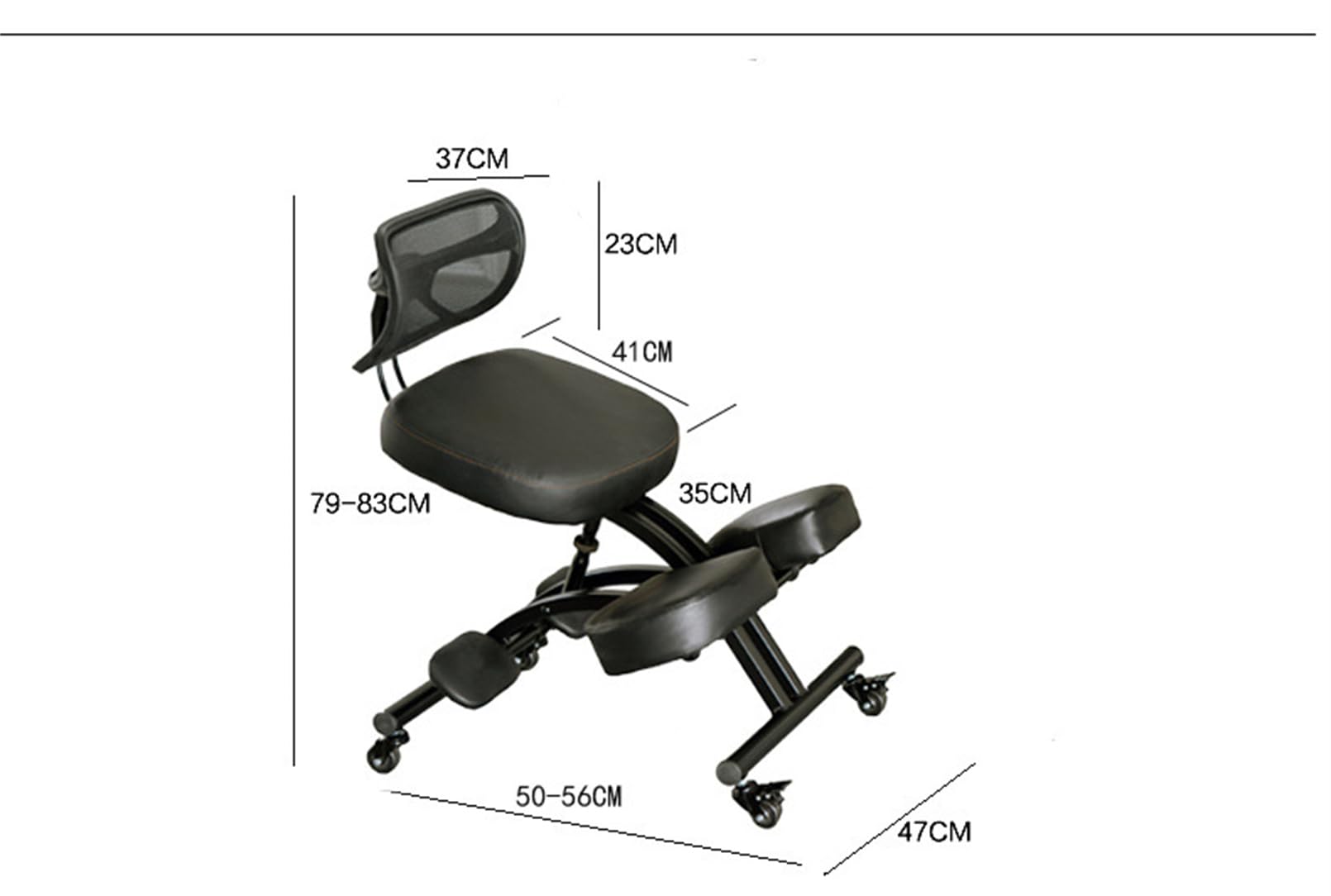 Ergonomic Kneeling Chair with Back Support, for Home and Office, Black