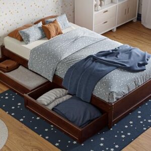 AFI, Barcelona Twin Panel Platform Bed with Storage Drawers, Walnut