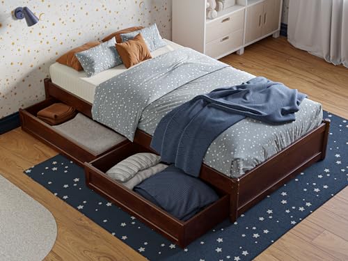 AFI, Barcelona Twin Panel Platform Bed with Storage Drawers, Walnut