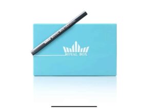 generic original royal box turquoise blue 8 compartment snuff storage box with built in 3"" metal alloy straw, black