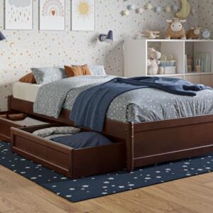 AFI, Barcelona Twin Panel Platform Bed with Storage Drawers, Walnut