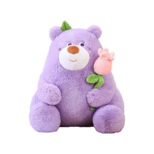 invenol stuffed animals & plush toys cute flower bear stuffed animal plush toys super soft bear cuddle throw pillows 9.8in (color : purple)