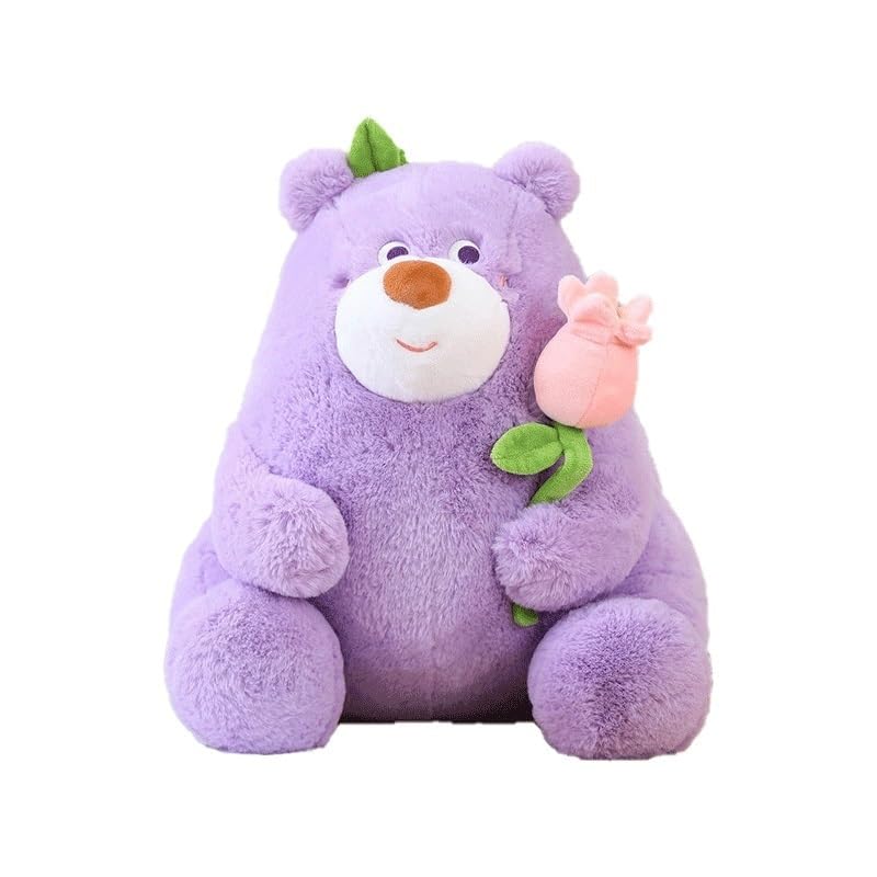 INVENOL Stuffed Animals & Plush Toys Cute Flower Bear Stuffed Animal Plush Toys Super Soft Bear Cuddle Throw Pillows 9.8in (Color : Purple)