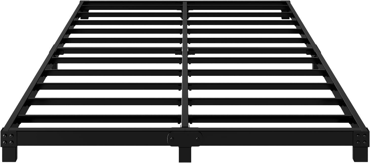 LECEVOCY Queen Bed Frame - 4 Inch Platform Low Bed Frame, 3600lbs Heavy Duty Metal Bed Frame, Queen Bed Frame No Box Spring Needed - Easy Assembly and Noise Free