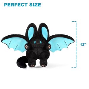 PEACH CAT Kawaii Bat Bunny Plush Pillow Cute Bat Rabbit Stuffed Animal for Kids Black 12"