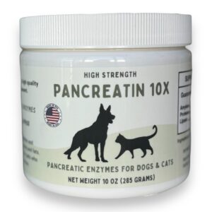 Pancreatin 10X - Pancreatic enzymes for Dogs and Cats (Made in USA) High Strength | Low Odor |10oz (285g)