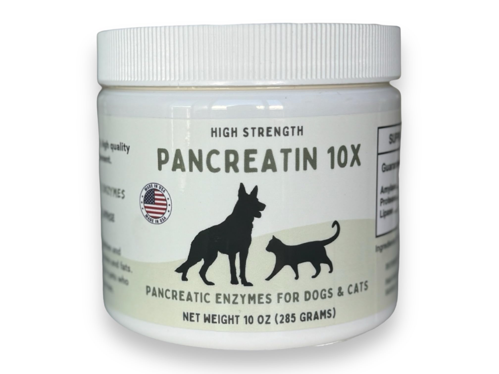 Pancreatin 10X - Pancreatic enzymes for Dogs and Cats (Made in USA) High Strength | Low Odor |10oz (285g)