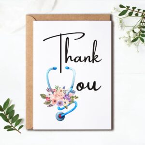 VKNDesigns Cute Thank You Card For Nurses - Doctors - Hospital - Greeting Card for Healthcare - Thank You Card - Card to say Thanks - Funny Card, White