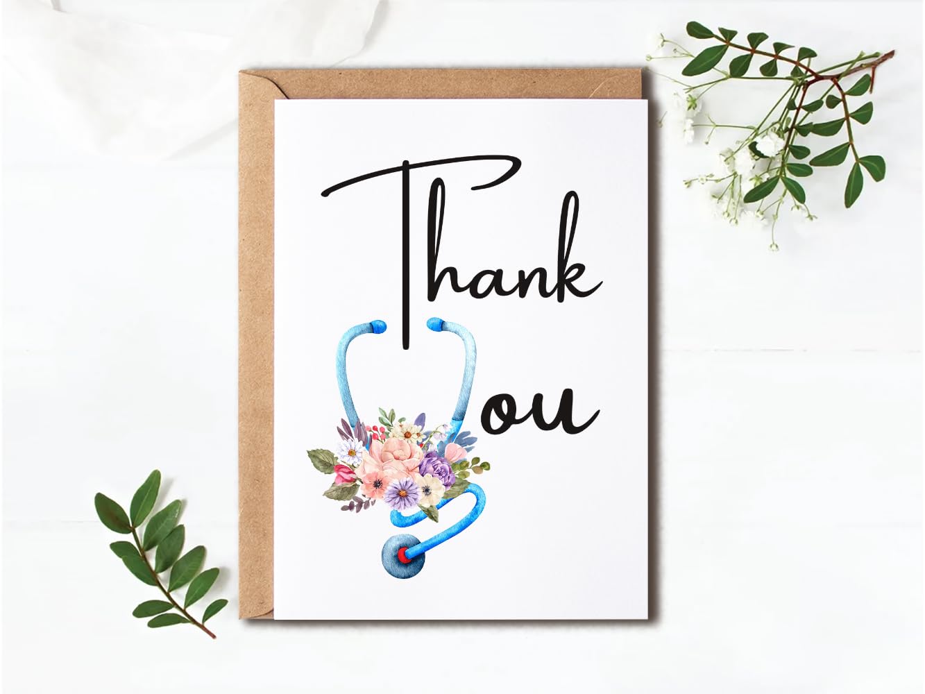 VKNDesigns Cute Thank You Card For Nurses - Doctors - Hospital - Greeting Card for Healthcare - Thank You Card - Card to say Thanks - Funny Card, White