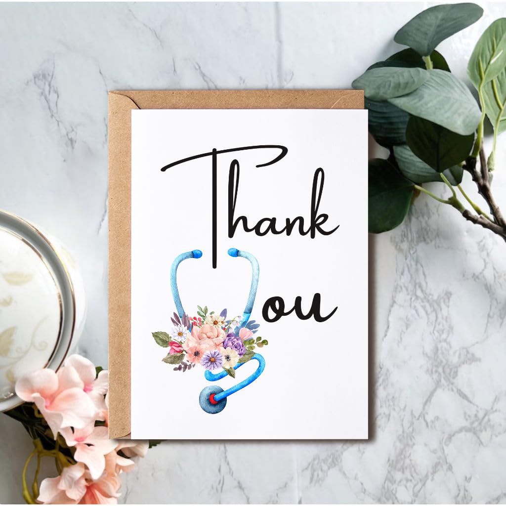 VKNDesigns Cute Thank You Card For Nurses - Doctors - Hospital - Greeting Card for Healthcare - Thank You Card - Card to say Thanks - Funny Card, White