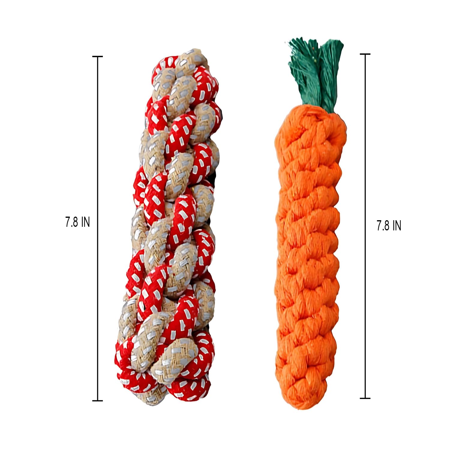 WFIST Dog Rope Toy Set for Small to Medium Aggressive Chewers, Set of 3 Includes Carrot, Corn and Giraffe, 100% Cotton Dental Cleaning Chew Toys