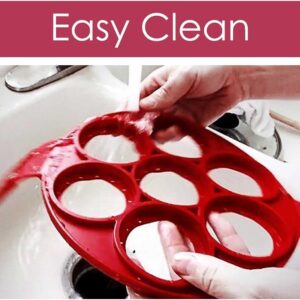 Flip N Cook Silicone Pancake Mold, Flip'n'cook Pancake, Flip and Cook Pancake Maker, Flip and Cook Silicone Pancake Maker, Flip'n'cook Silicone Pancake Mold (Red-Round)