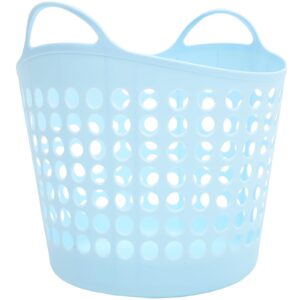 bestoyard flexible laundry basket plastic laundry hamper clothes basket with side handles portable ventilated round bin container organizer for bedroom laundry room 30l