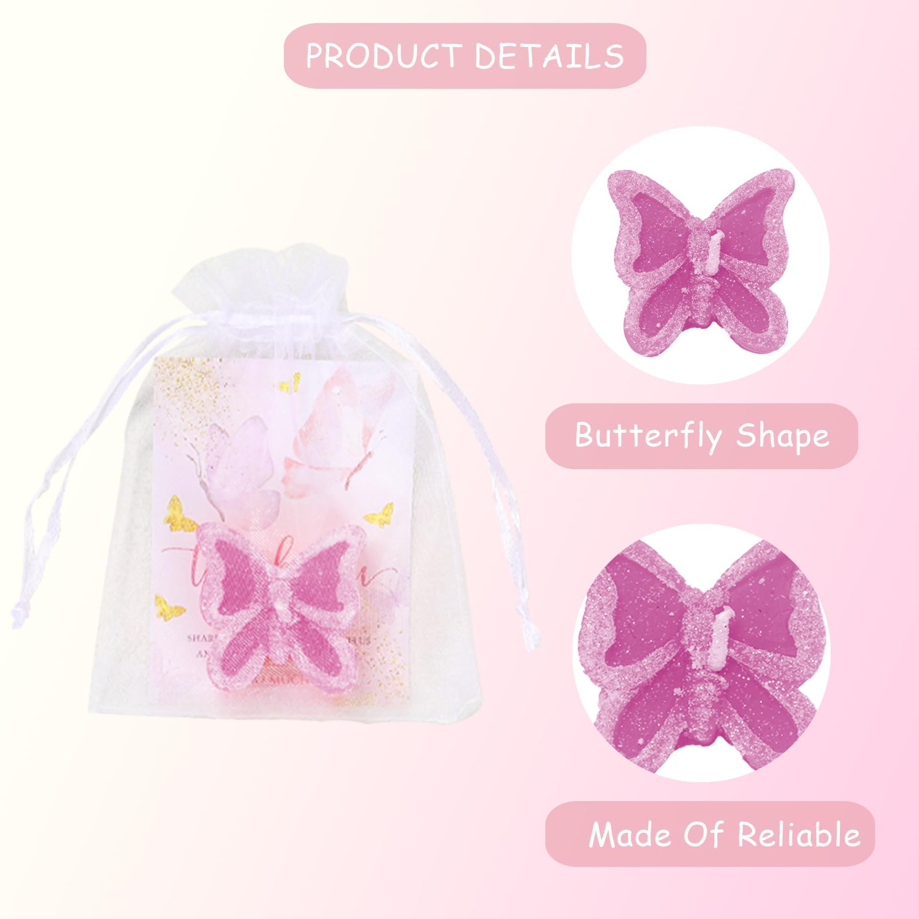 25 Sets Butterfly Baby Shower Favors - Butterfly Shaped Baby Shower Candles, Butterfly Tea Lights Candles with 25 Thank Cards Candle Gifts for Wedding, Cute Butterfly Decorations for Bridal Shower