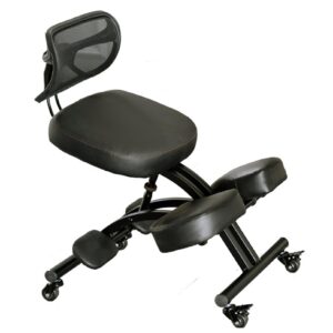 ergonomic kneeling chair with back support, for home and office, black