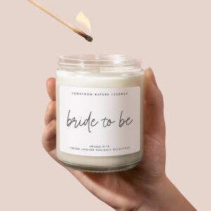 LUMELOOM Bride Gifts, Bridal Shower Gifts- 9oz Aromatherapy Lavender Scented Soy Wax Candle- Bachelorette Gifts for Bride, Bride to Be Gifts, Engagement Gifts for Her, Wedding Shower Gifts