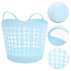 BESTOYARD Flexible Laundry Basket Plastic Laundry Hamper Clothes Basket with Side Handles Portable Ventilated Round Bin Container Organizer for Bedroom Laundry Room 30L