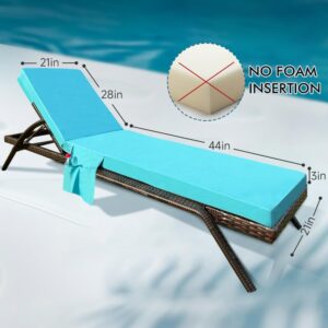 72 x 21 x 3 Inch Outdoor chaise lounge cushion Covers Only (Not Includes Cushion) Waterproof Outdoor Patio lounge chair cushion Slipcover，Anti-Slip Backing Design & Convenient Phone Pocket（Sky Blue）