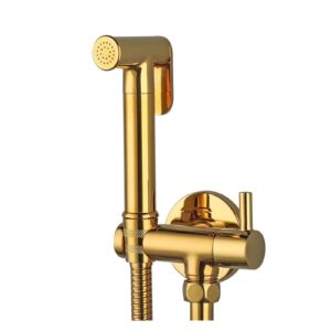 zcera bidet faucet brass portable bidet sprayer shower set toilet faucet single cold water bathroom shower head, gold