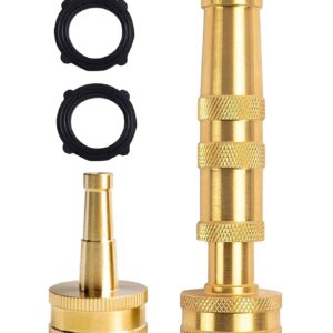 Solid Brass Heavy Duty Adjustable Twist Hose Nozzle, CM CUMIZON Jet Sweeper Nozzle, High Pressure Hose Nozzle Solid Brass,Water Hose Sprayer Nozzle, B