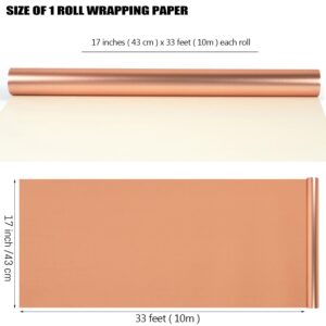 Rose Gold Wrapping Paper Roll - Solid Color Metallic Wrapping Paper - Matte Wrapping Paper Roll - Gift Wrapping Paper for Birthday Wedding Christmas Mother's Day Baby Shower - 17 Inches x 32.8 Feet