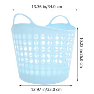 BESTOYARD Flexible Laundry Basket Plastic Laundry Hamper Clothes Basket with Side Handles Portable Ventilated Round Bin Container Organizer for Bedroom Laundry Room 30L